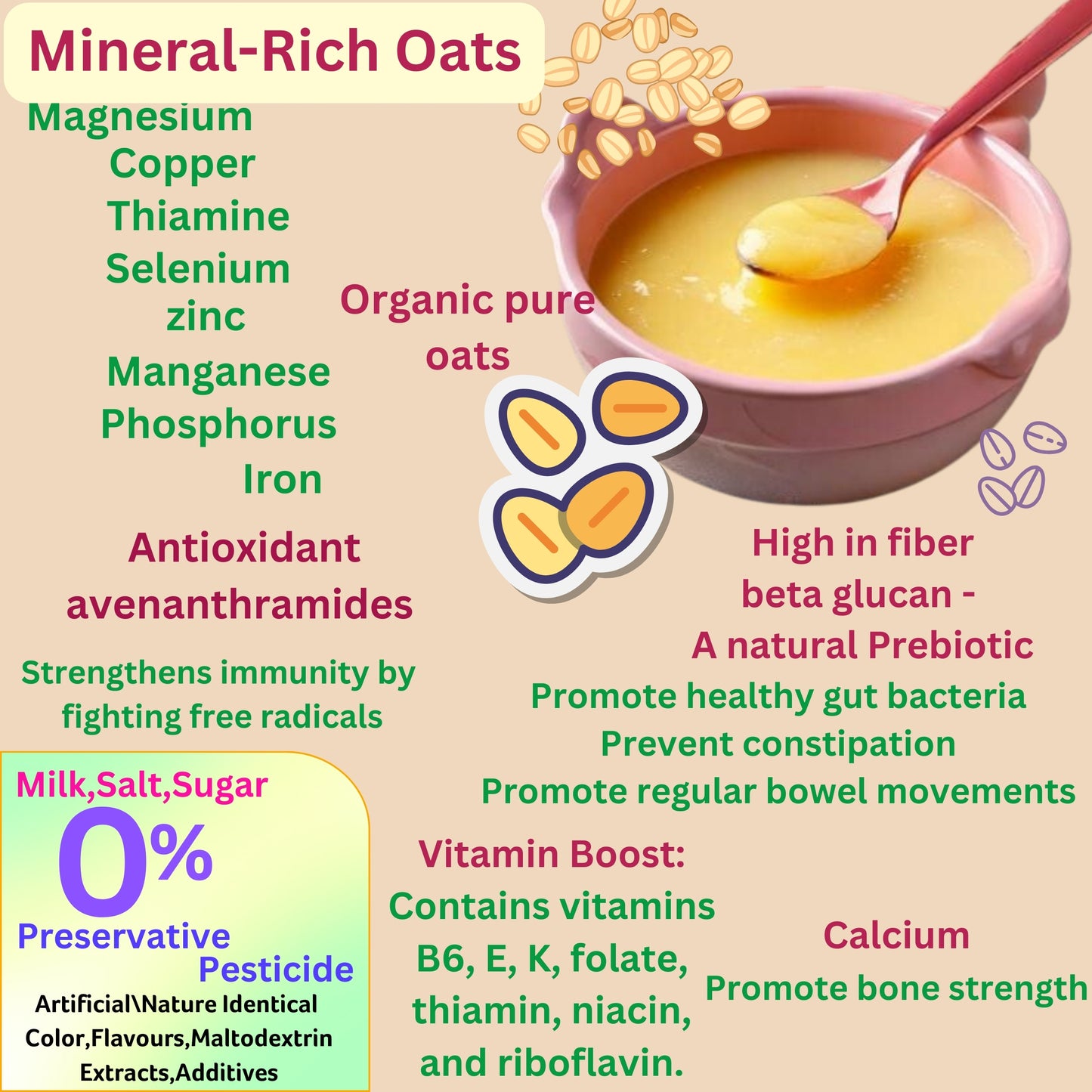 Organic Oats Cereal (Pack of 2)+ 1 Muslin Wipe+ 1 Organic Bib