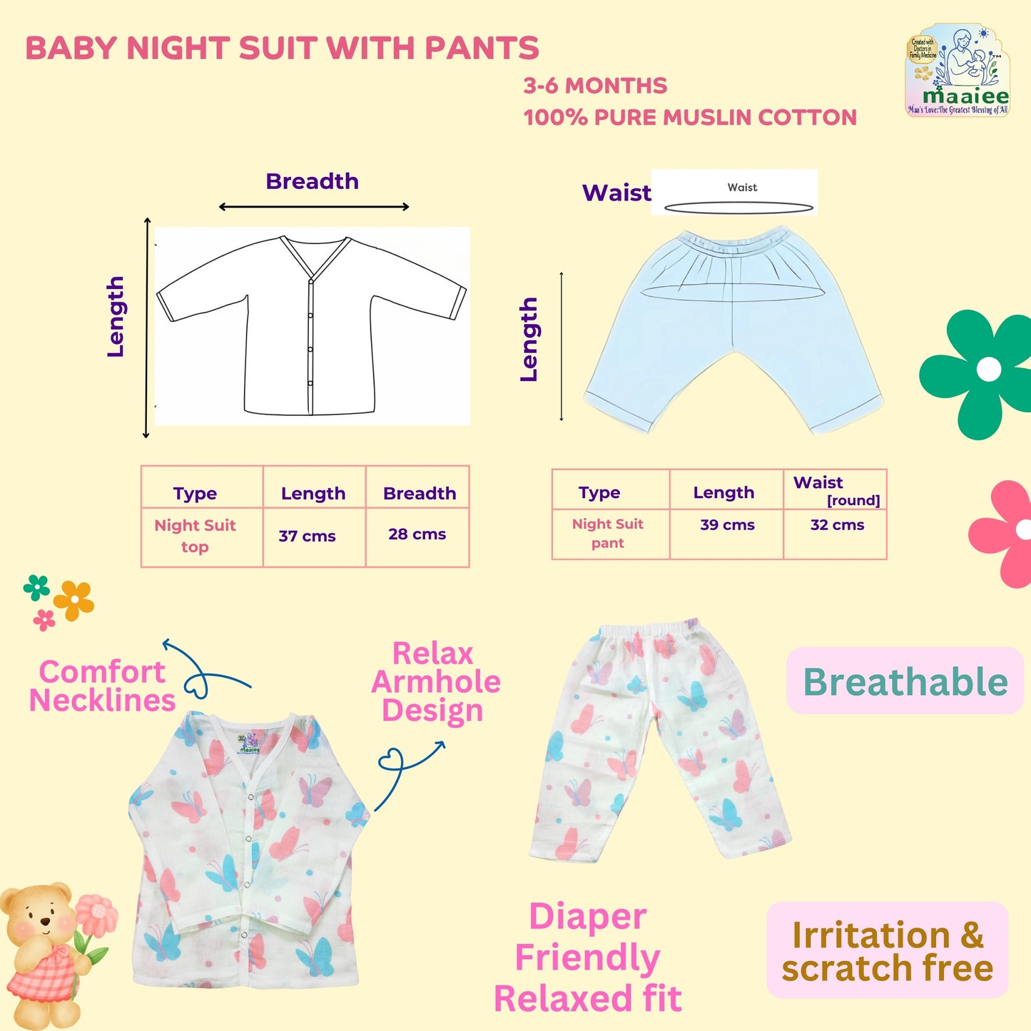 Muslin Cotton Baby Night Suit
