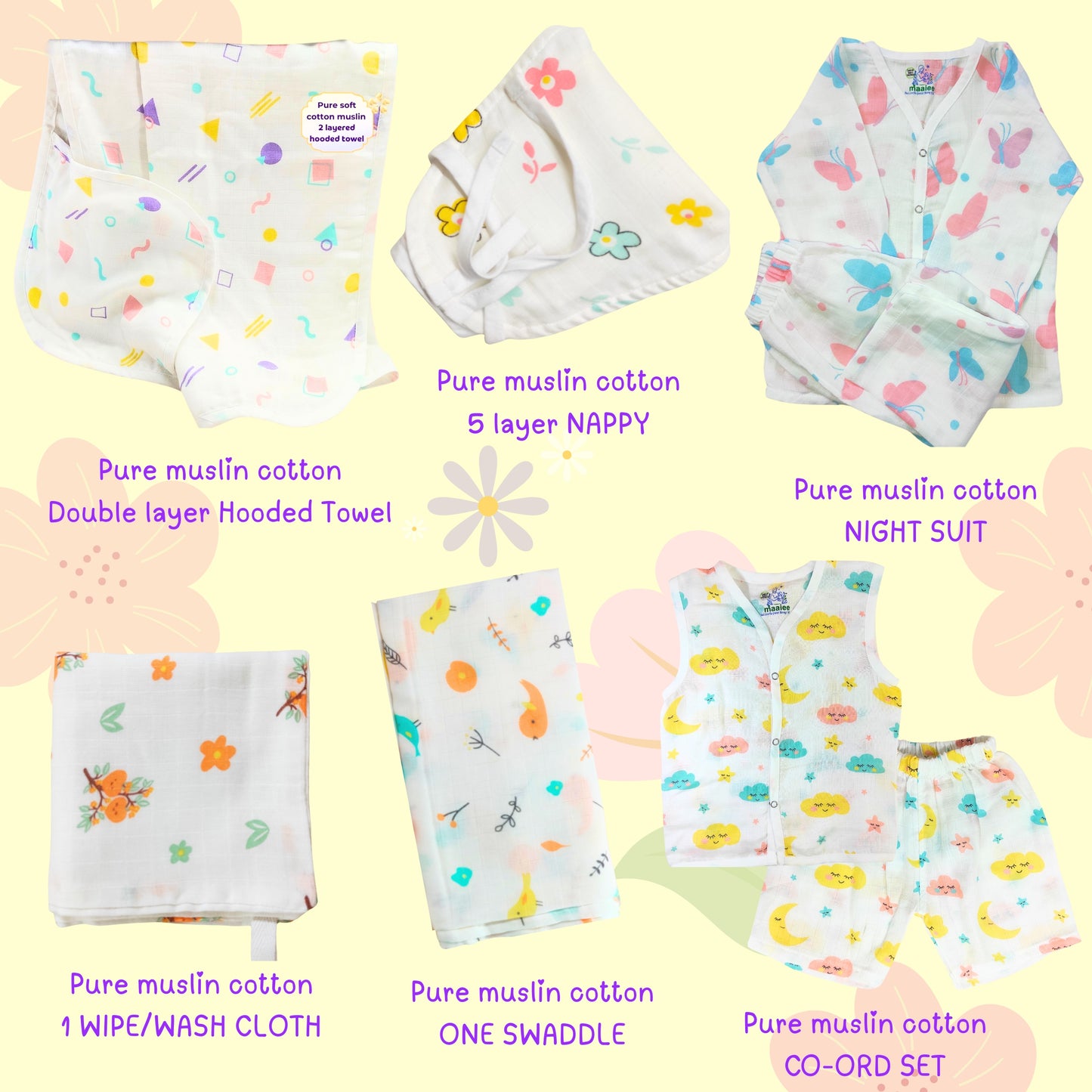 Comfort & Care 8Pcs Muslin Baby Gift Set