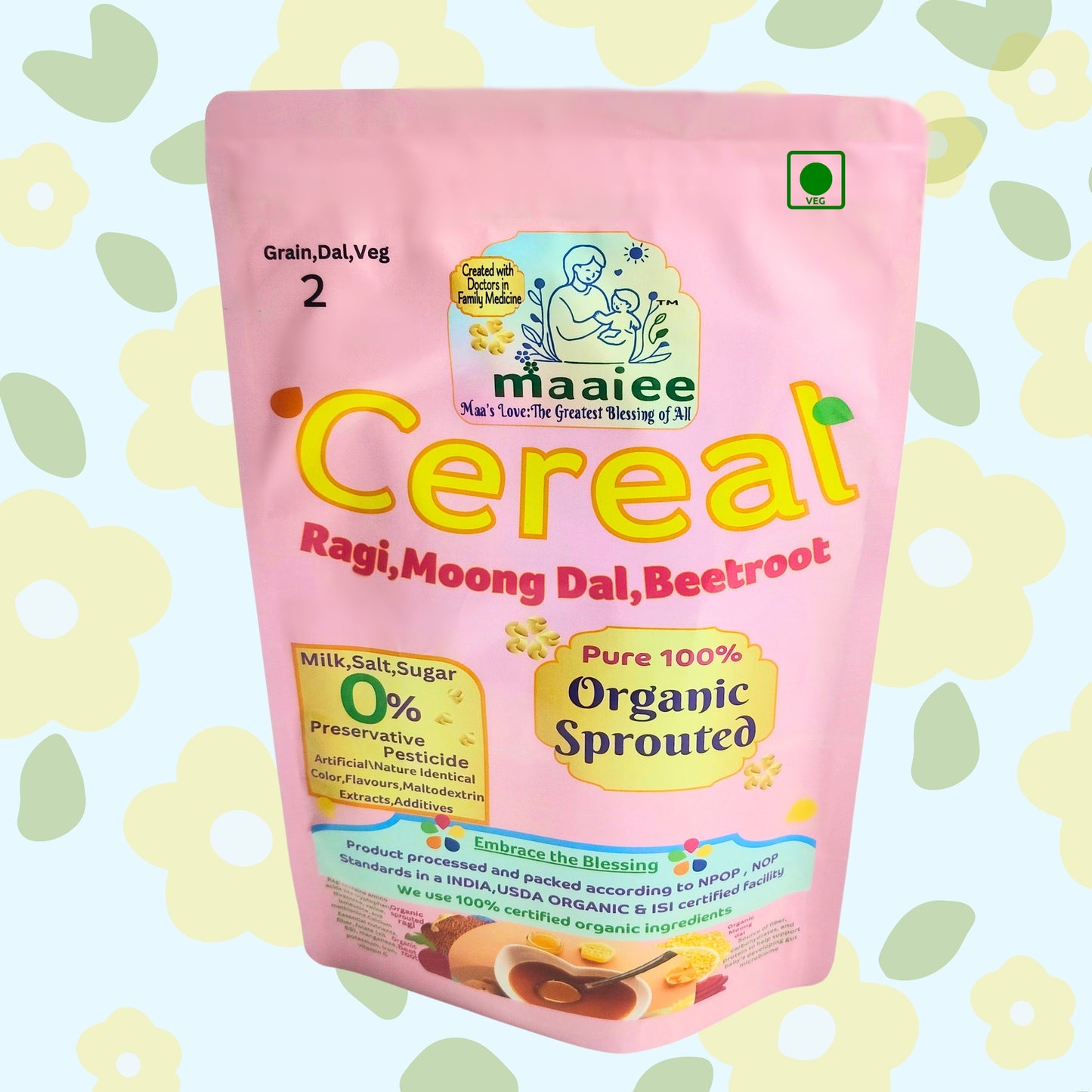 Organic Sprout Ragi,Moong dal,Beetroot Cereal