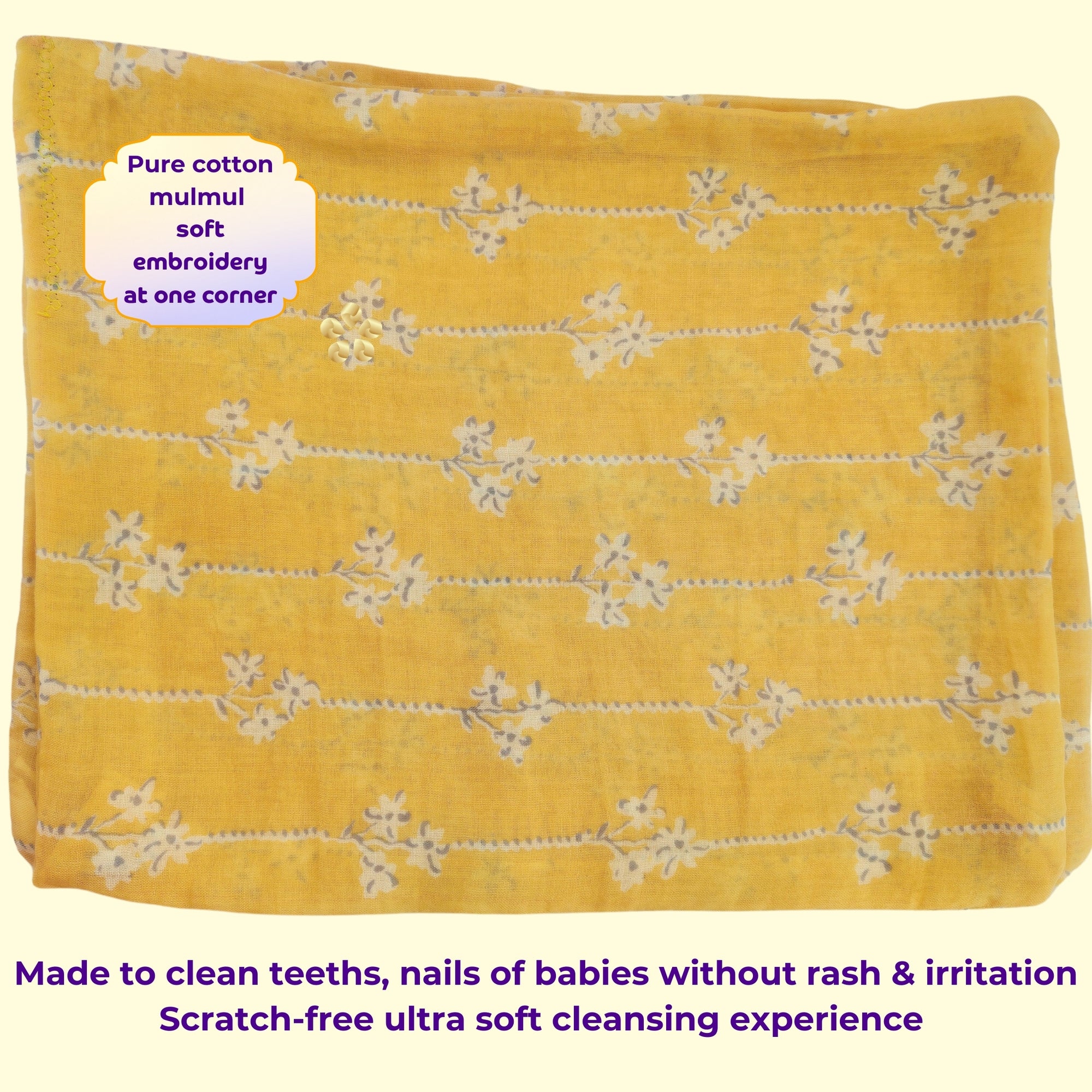 Mulmul Baby Swaddle & Wash Cloth Set [Golden Hugs]  | Premature Babies' Swaddle