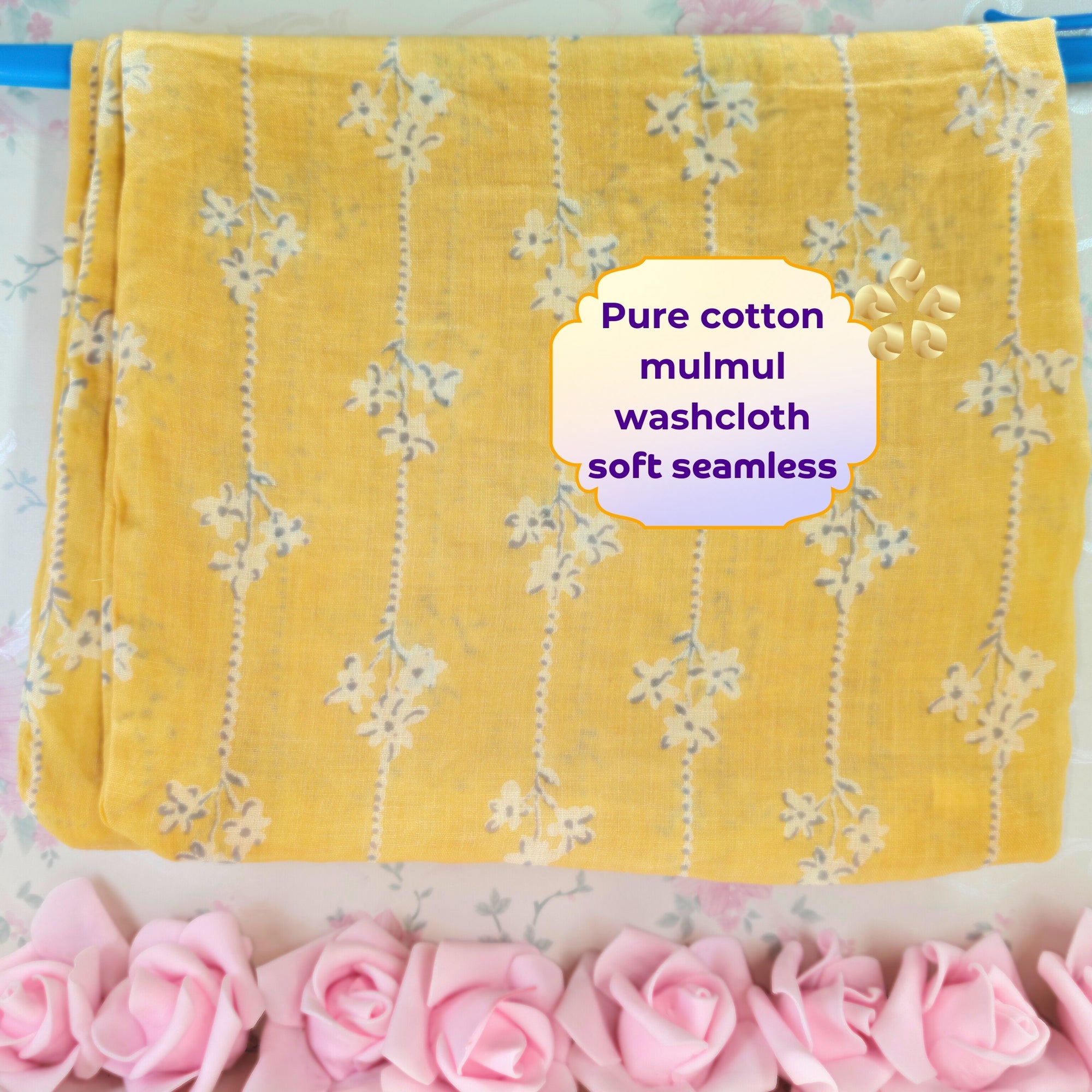 Mulmul Baby Swaddle & Wash Cloth Set [Golden Hugs]  | Premature Babies' Swaddle