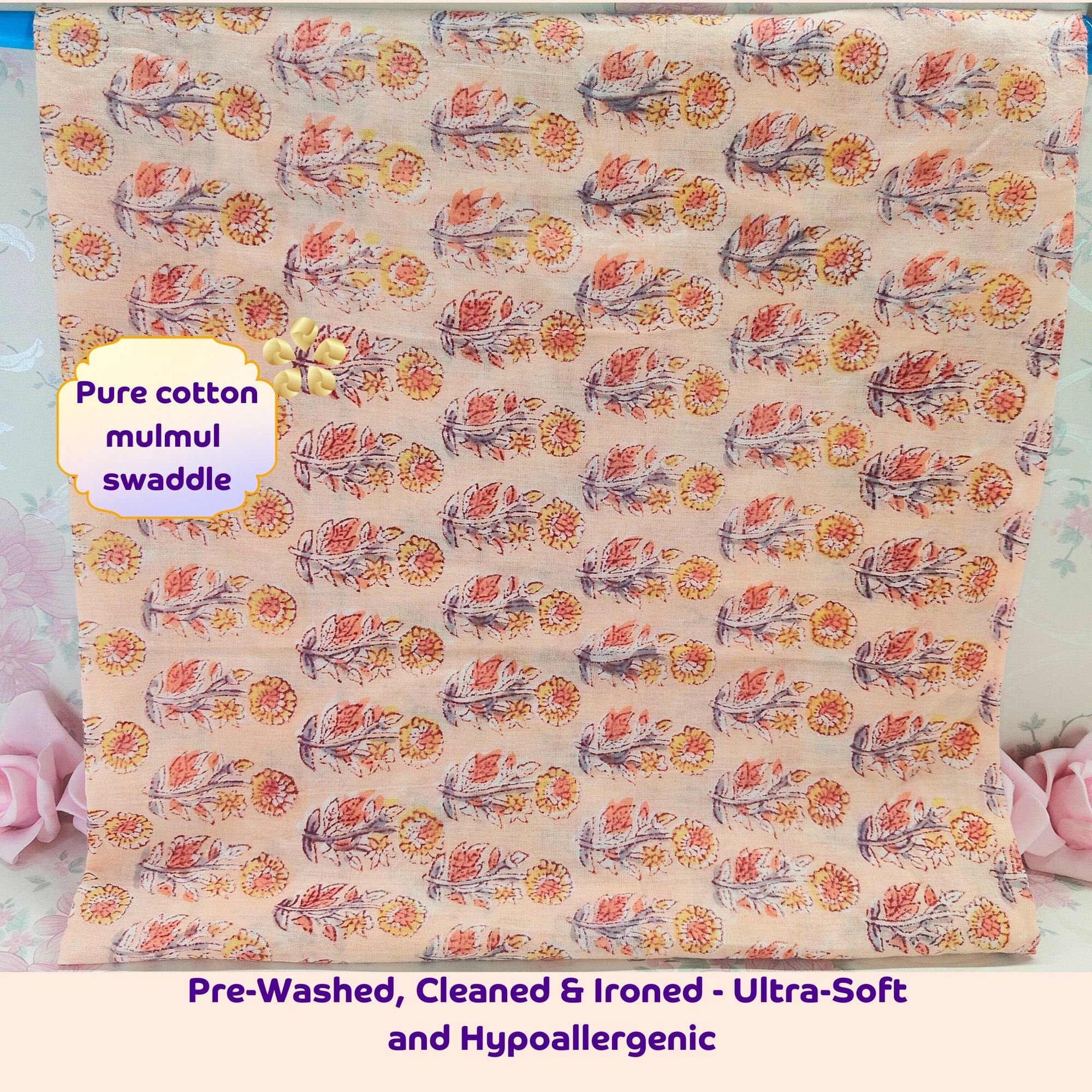 Mulmul Baby Swaddle & Wash Cloth Set [Spring Bloom] | Premature Babies' Swaddle