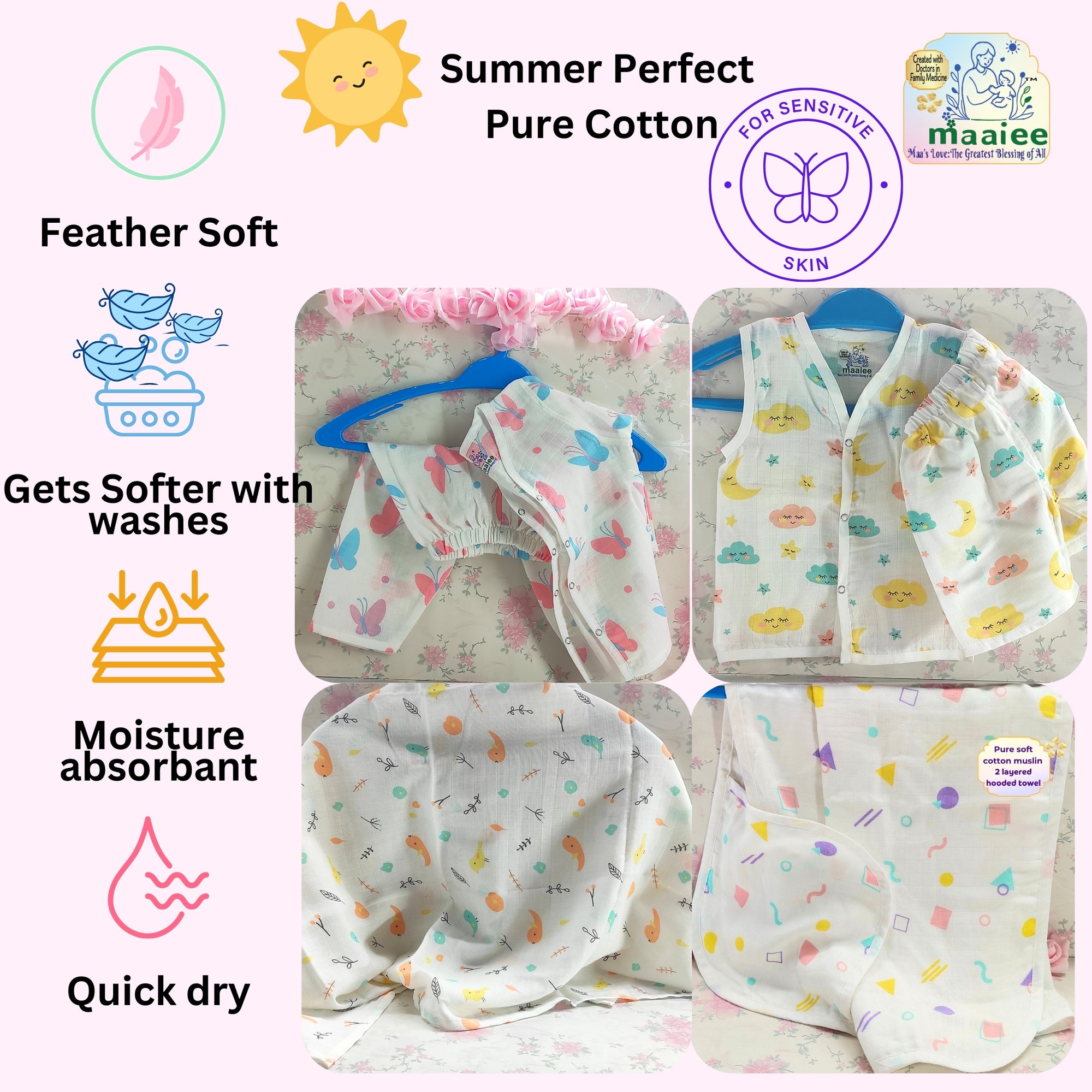 Comfort & Care 8Pcs Muslin Baby Gift Set