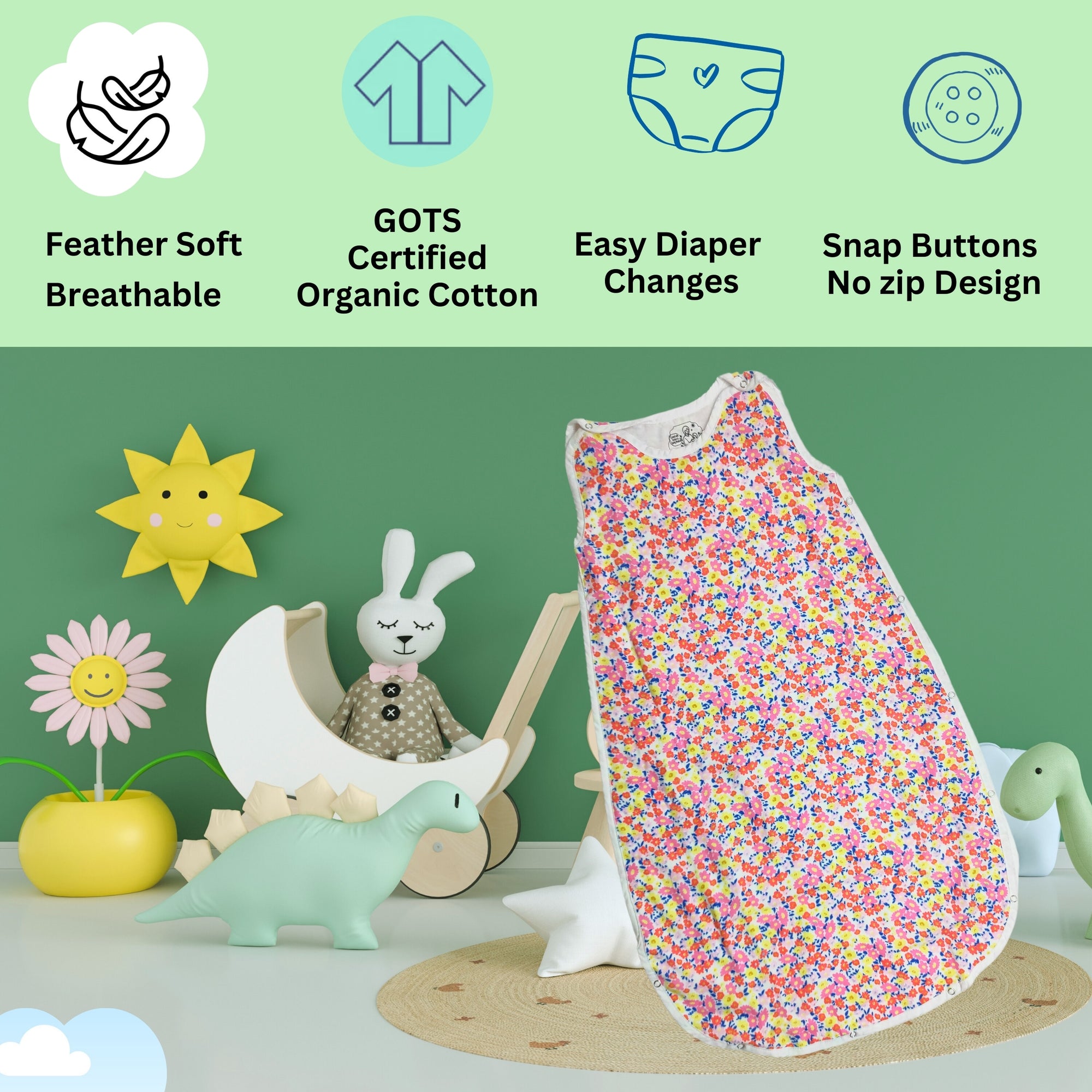 MAAIEE Organic Baby Sleep Bag | Breathable Wearable Blanket [RoseGoldNest]