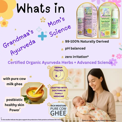 Ayur-Ghrita Organic Baby Wash & lotion SET of 6 baby essentials