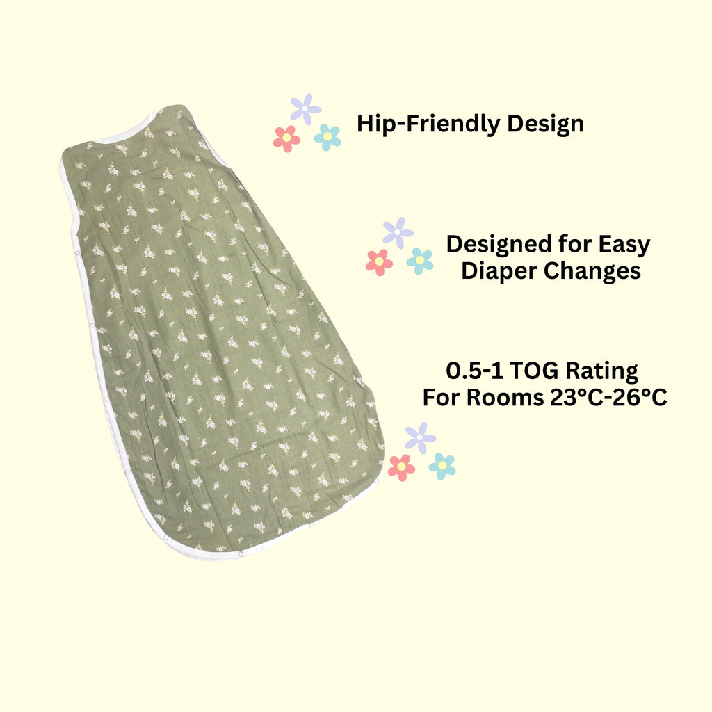 MAAIEE Organic Baby Sleep Bag | Breathable Wearable Blanket [GreenJasmine]