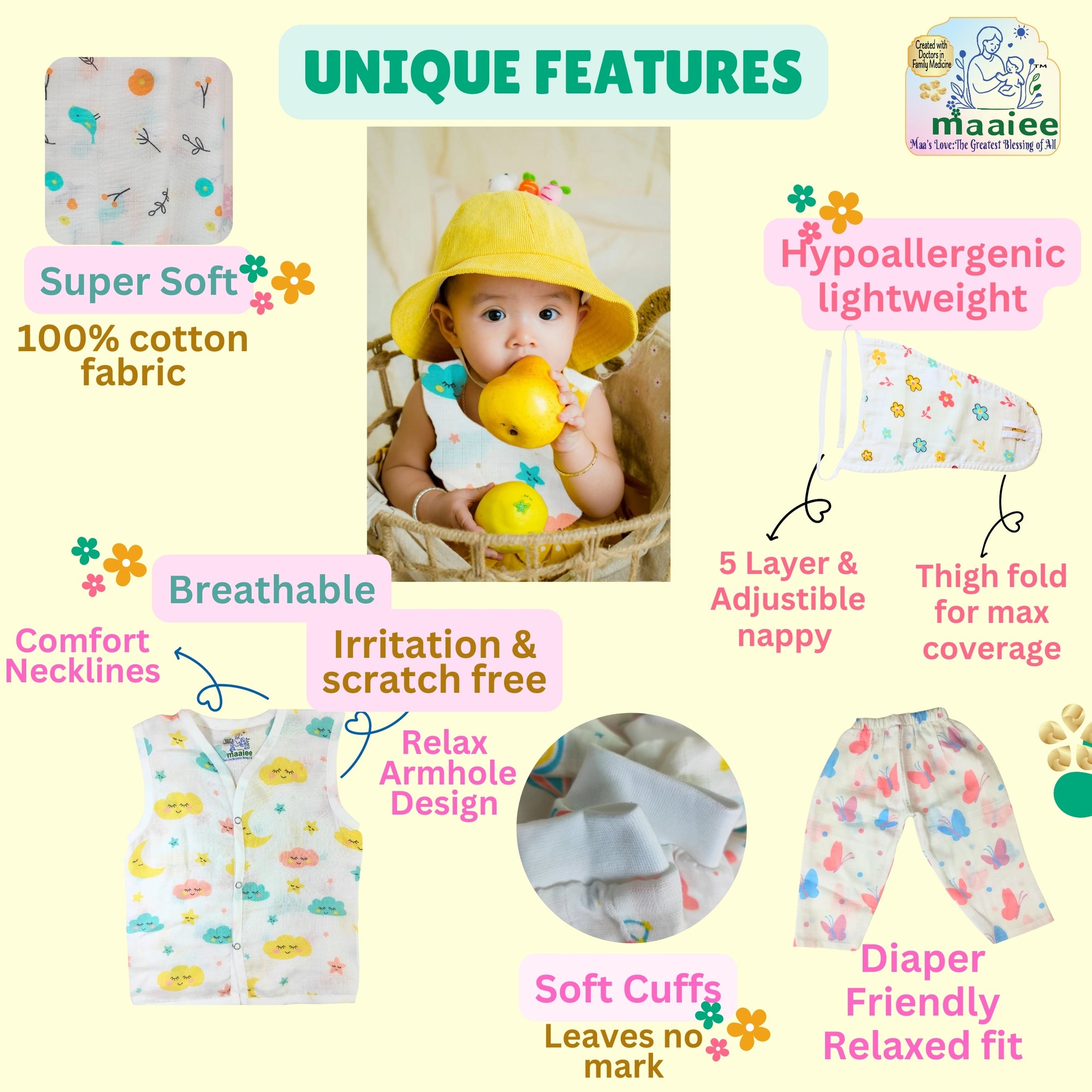 Comfort & Care 8Pcs Muslin Baby Gift Set