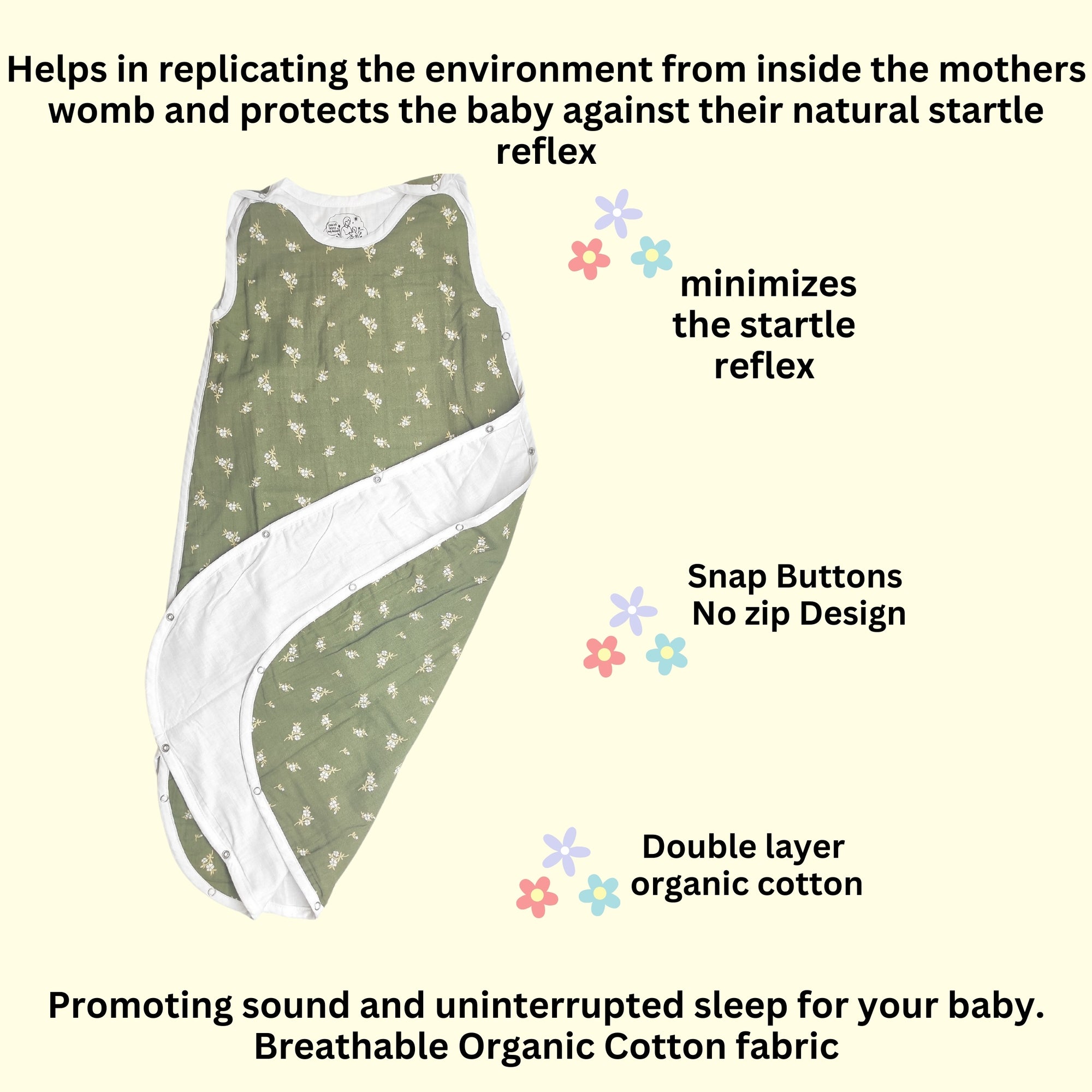 MAAIEE Organic Baby Sleep Bag | Breathable Wearable Blanket [GreenJasmine]