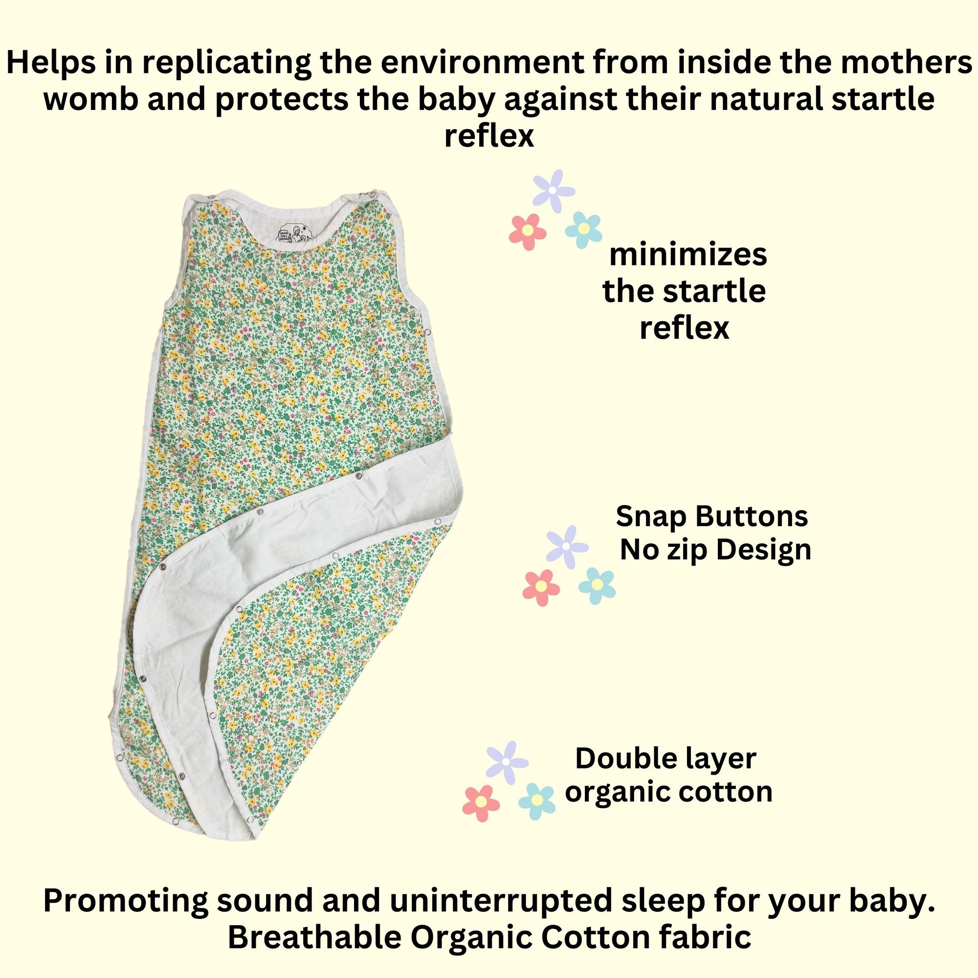 MAAIEE Organic Baby Sleep Bag | Breathable Wearable Blanket [GreenFlorals]