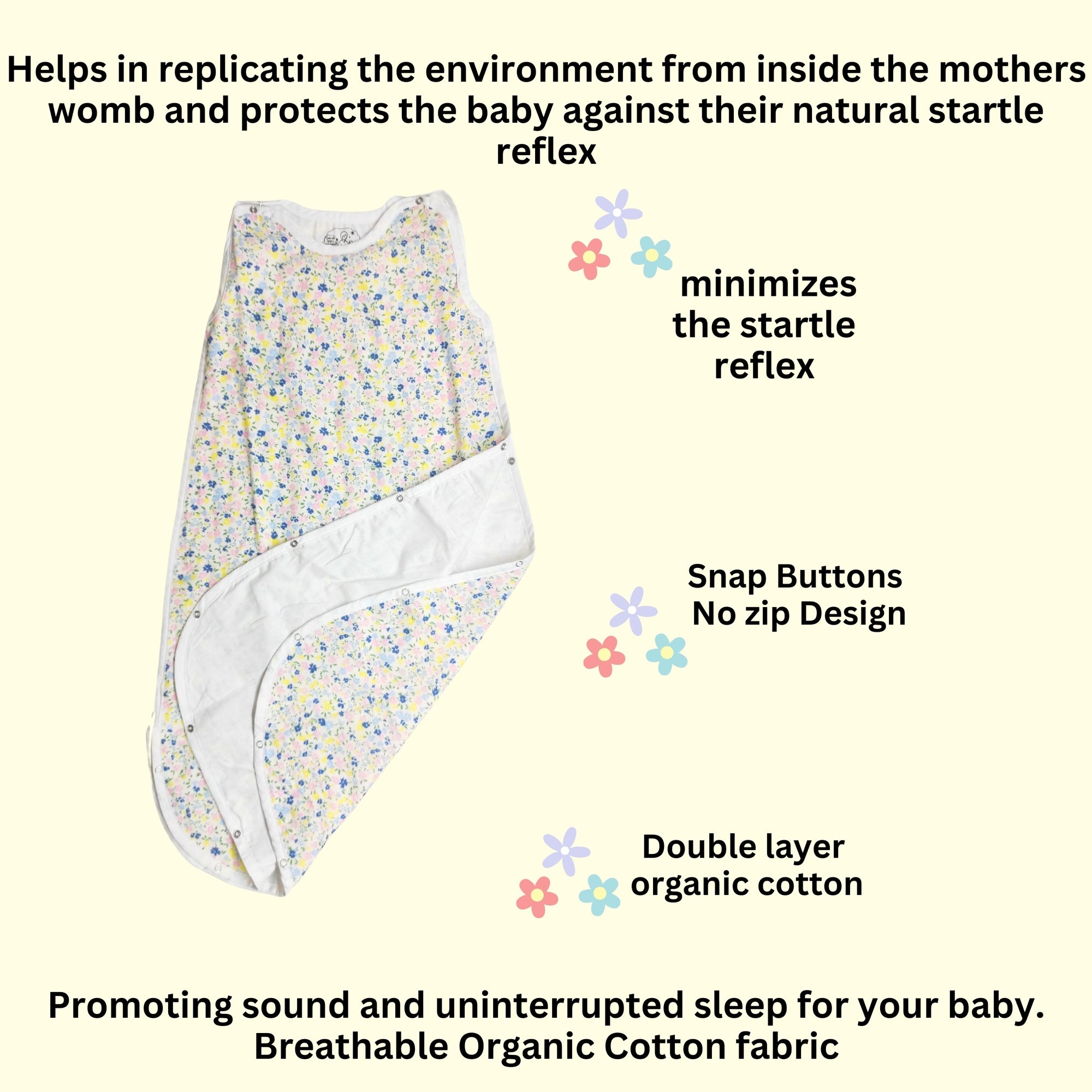 MAAIEE Organic Baby Sleep Bag | Breathable Wearable Blanket [SkyBloom]