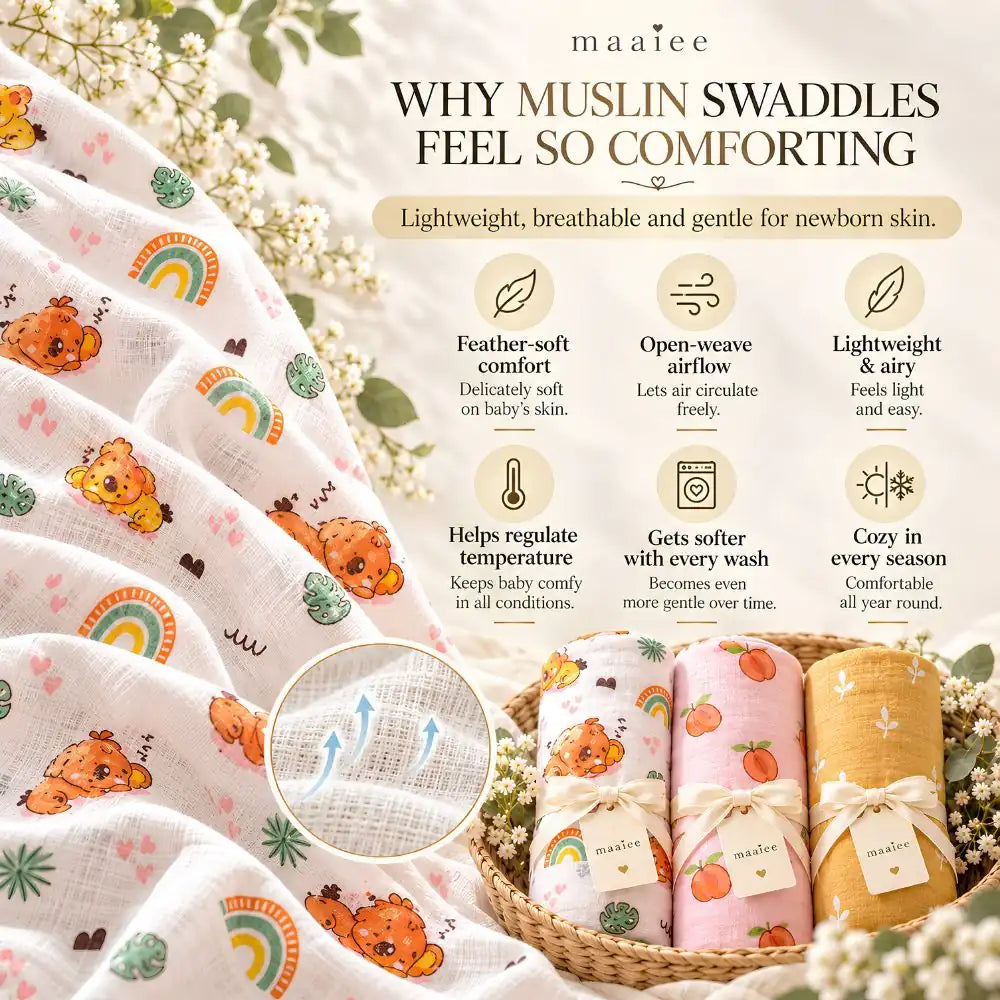 Muslin Swaddle Pack of 3