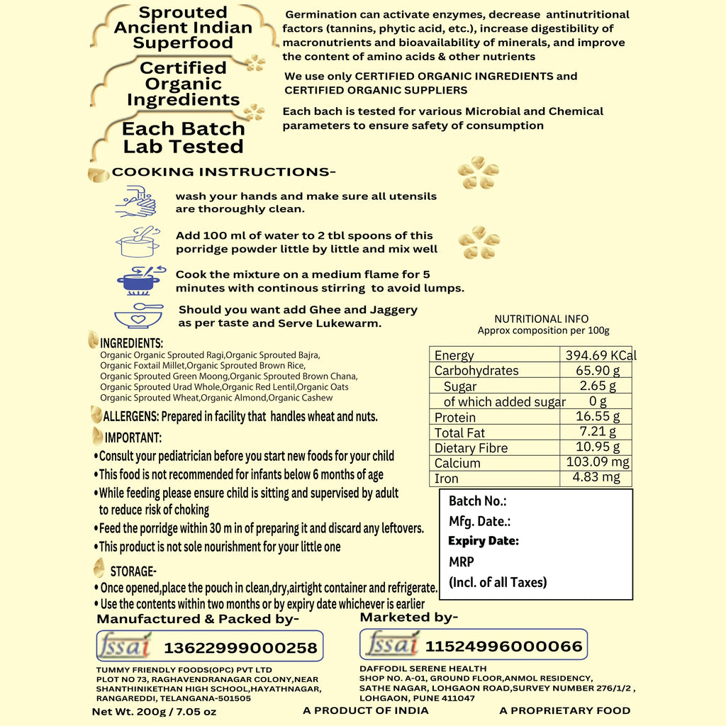 Sathu Maavu Organic Sprouted Cereal with Organic Bib