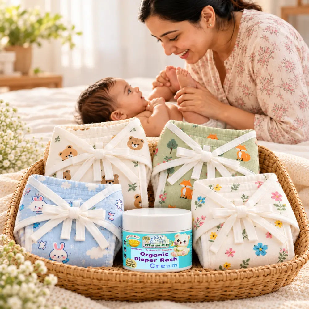 Nappy Care Newborn Gift Set – Muslin Nappies & Diaper Rash Cream