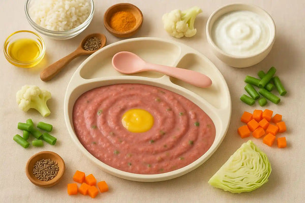 Ragi MoongDaal Beetroot Veggie Khichdi