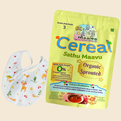 Sathu Maavu Organic Sprouted Cereal with Organic Bib