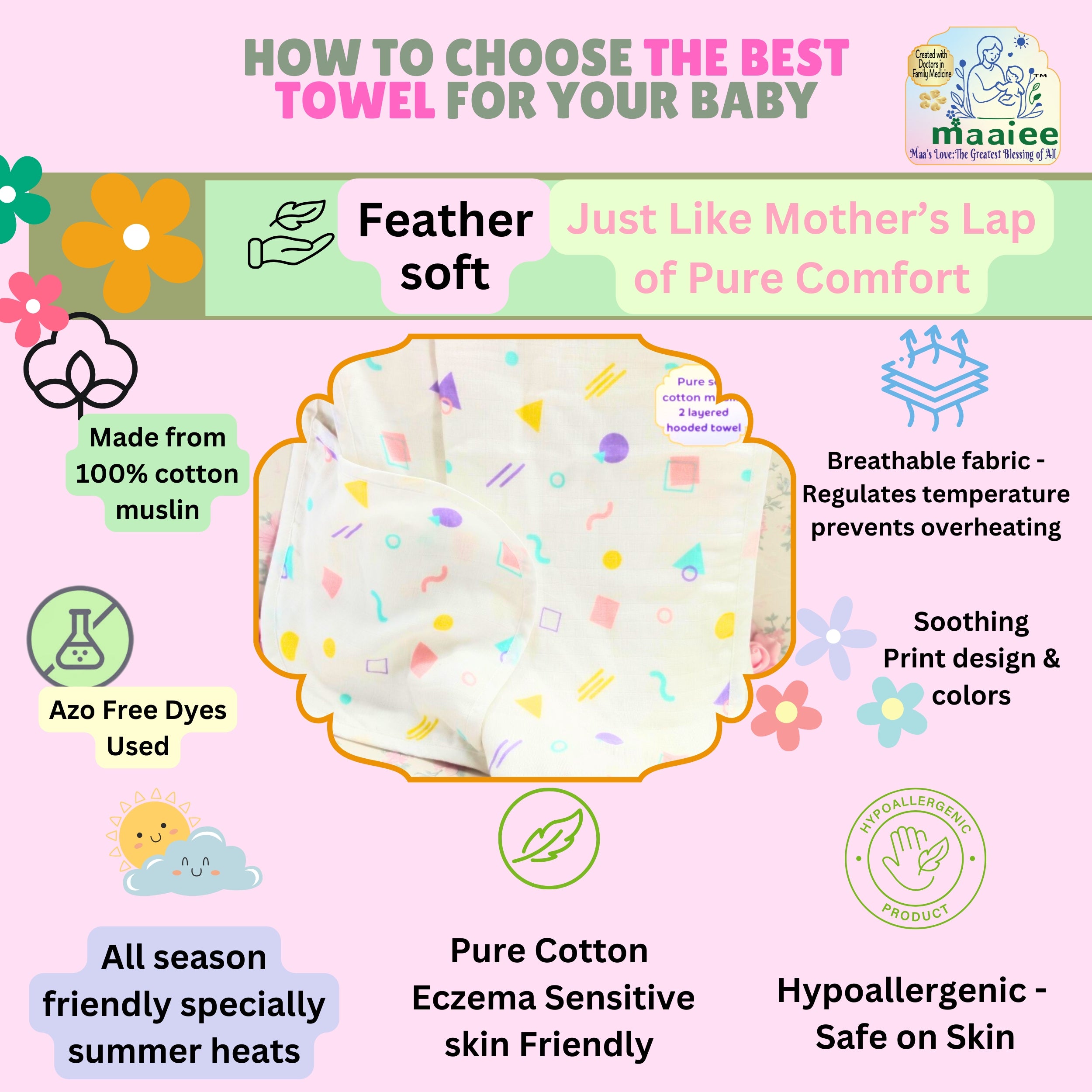 Muslin Cotton Baby Hooded Towel