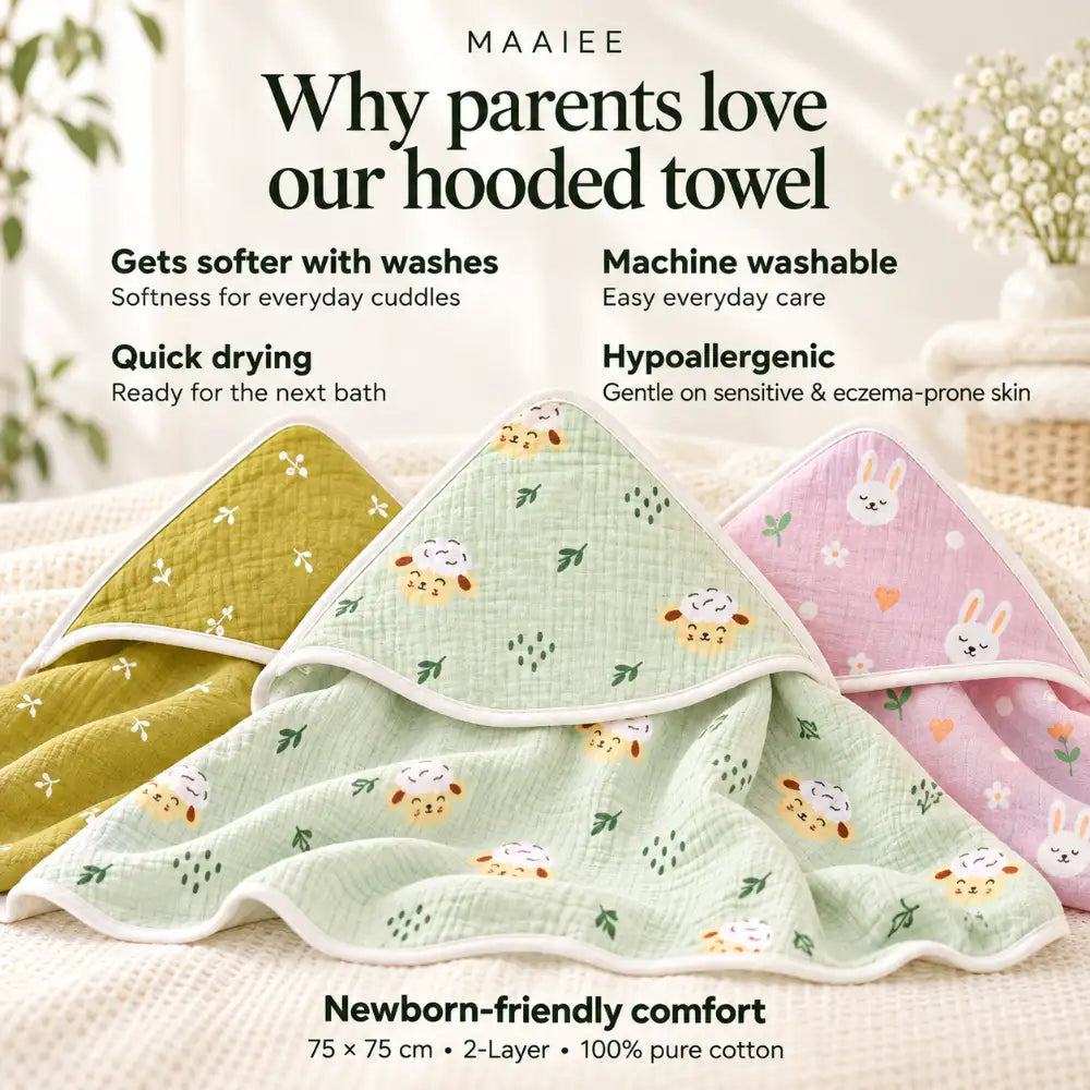 Aarunya Baby Gift Set – Organic Cow Ghee Lotions & Hooded Towel