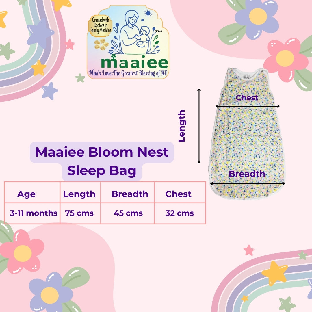 MAAIEE Organic Baby Sleep Bag | Breathable Wearable Blanket [SkyBloom]