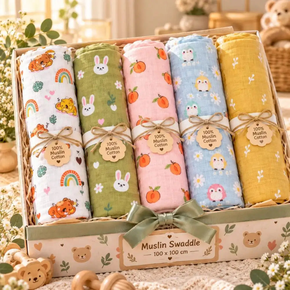 Muslin Cotton Swaddle | Pack of 5