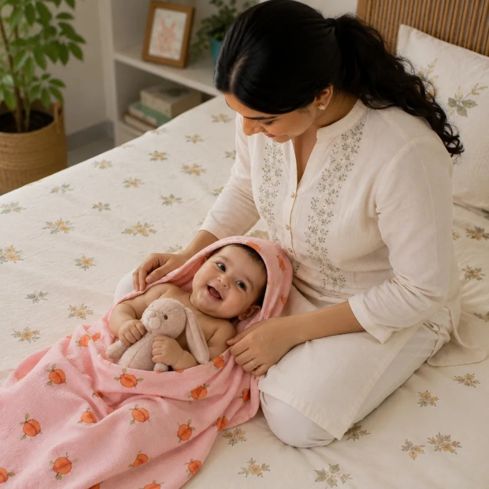 Maaiee baby care hooded towel for newborn bath time