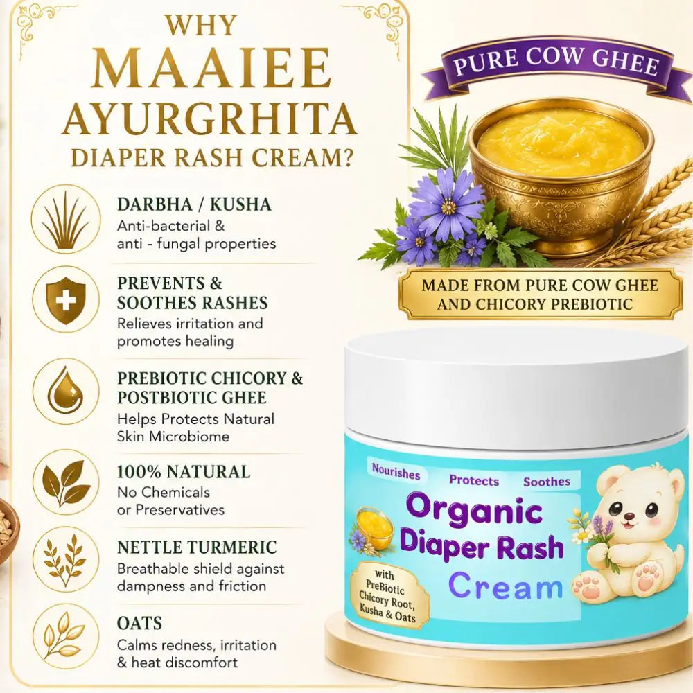 Maaiee Ayura Ghrita diaper cream with cow ghee, prebiotic care and comforting baby skin barrier support