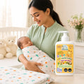 Maaiee organic baby lotion and muslin swaddle set