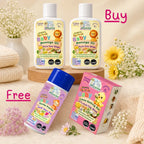 Special baby care offer featuring two Maaiee Poshan Amrit Baby Massage Oils with complimentary cow ghee baby soap and talc-free baby powder.