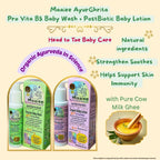 Maaiee baby wash and lotion with pure cow milk ghee for skin nourishment.