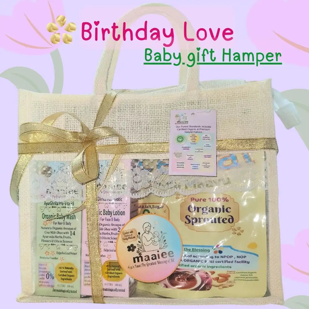 Maaiee birthday love baby gift set with adorable newborn essentials.