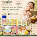 Maaiee complete baby gift hamper with organic newborn skincare, massage oil, hair oil, lotion, wash, diaper cream, cow ghee and Ayurvedic baby care essentials