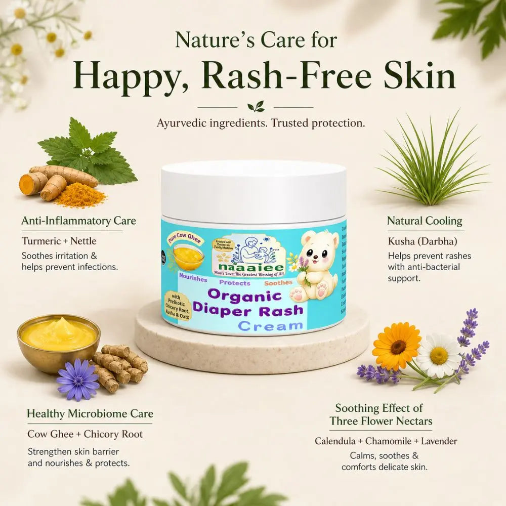 Maaiee diaper rash cream with cow ghee, barrier nourishment and gentle daily diaper care for babies