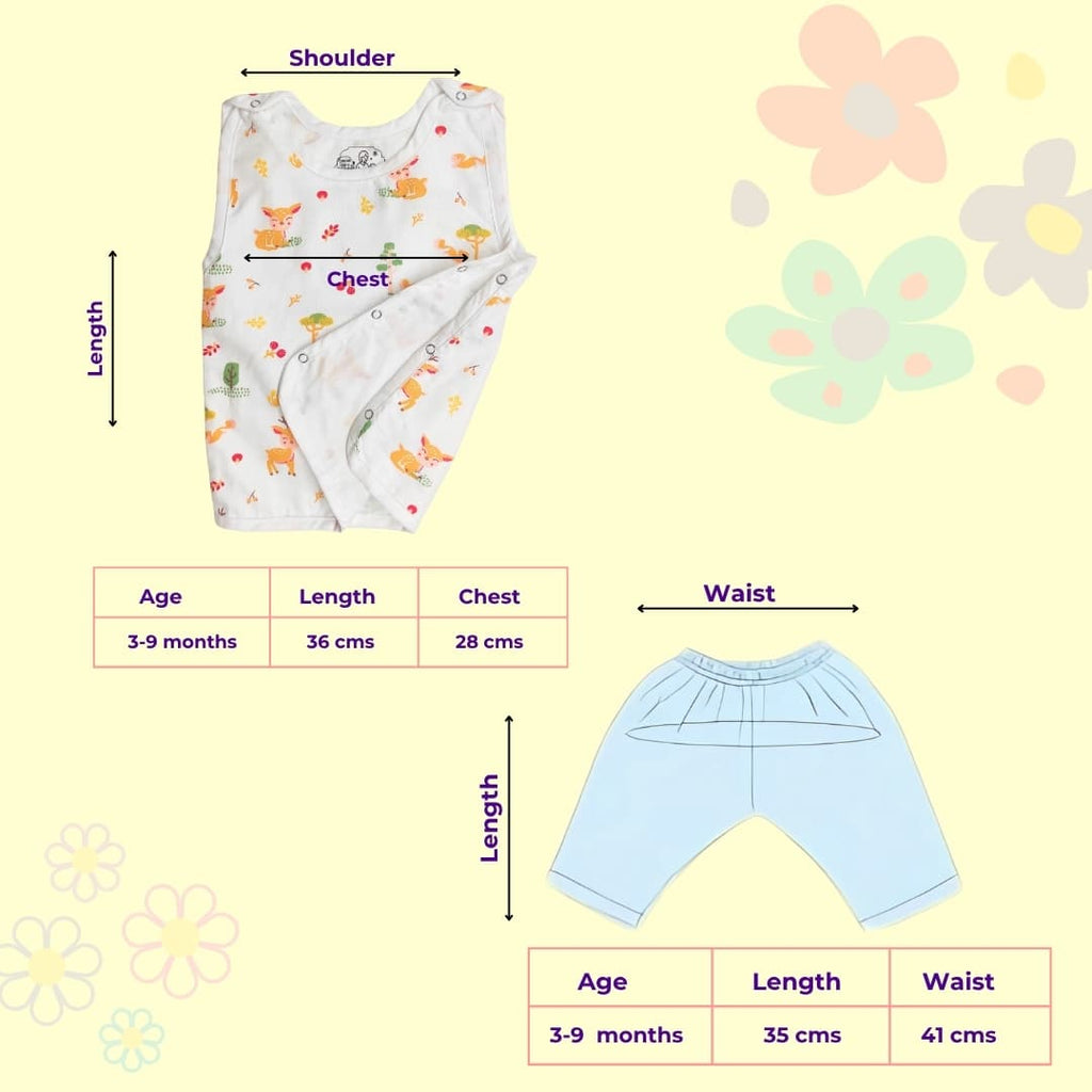 Maaiee deer print baby jabla size in soft breathable cotton fabric.