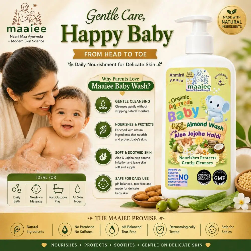 Maaiee baby head-to-toe wash for gentle cleansing, post-bath softness and everyday newborn skin comfort