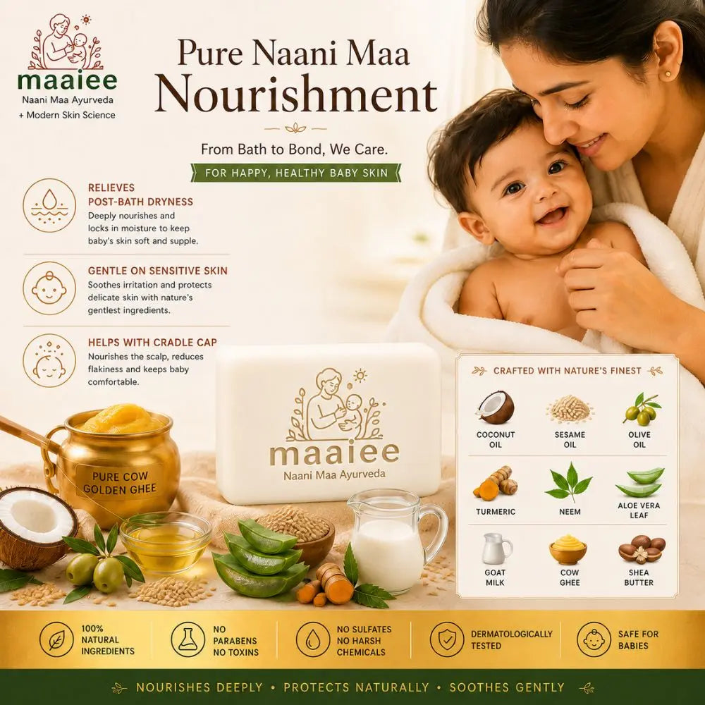 Maaiee baby cleansing bar for gentle cleansing, soft skin comfort, nourishing care and delicate newborn bathing rituals