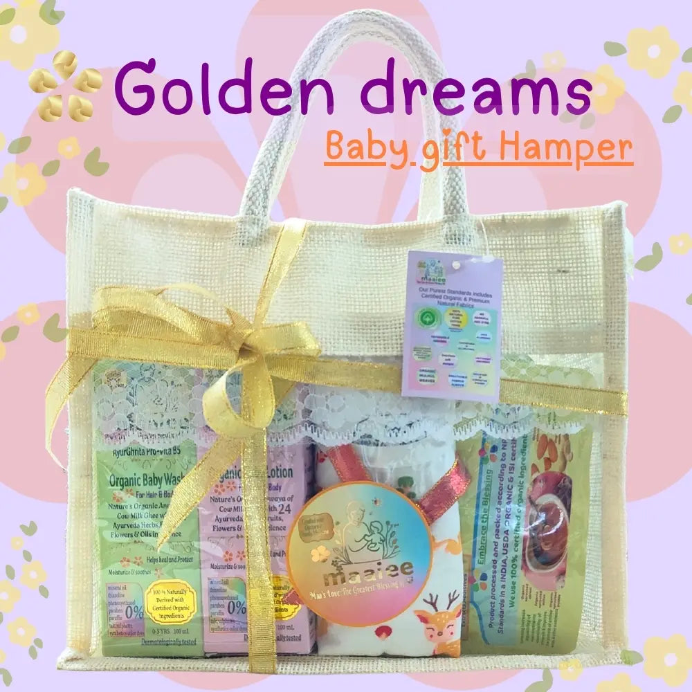 Maaiee golden dream baby gift set with soft newborn essentials.