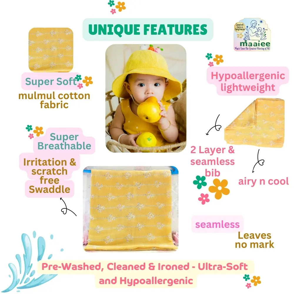 Maaiee mulmul cotton essentials suitable for soft and breathable all-season newborn comfort