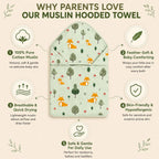 Soft and breathable pure cotton muslin hooded towel features by maaiee