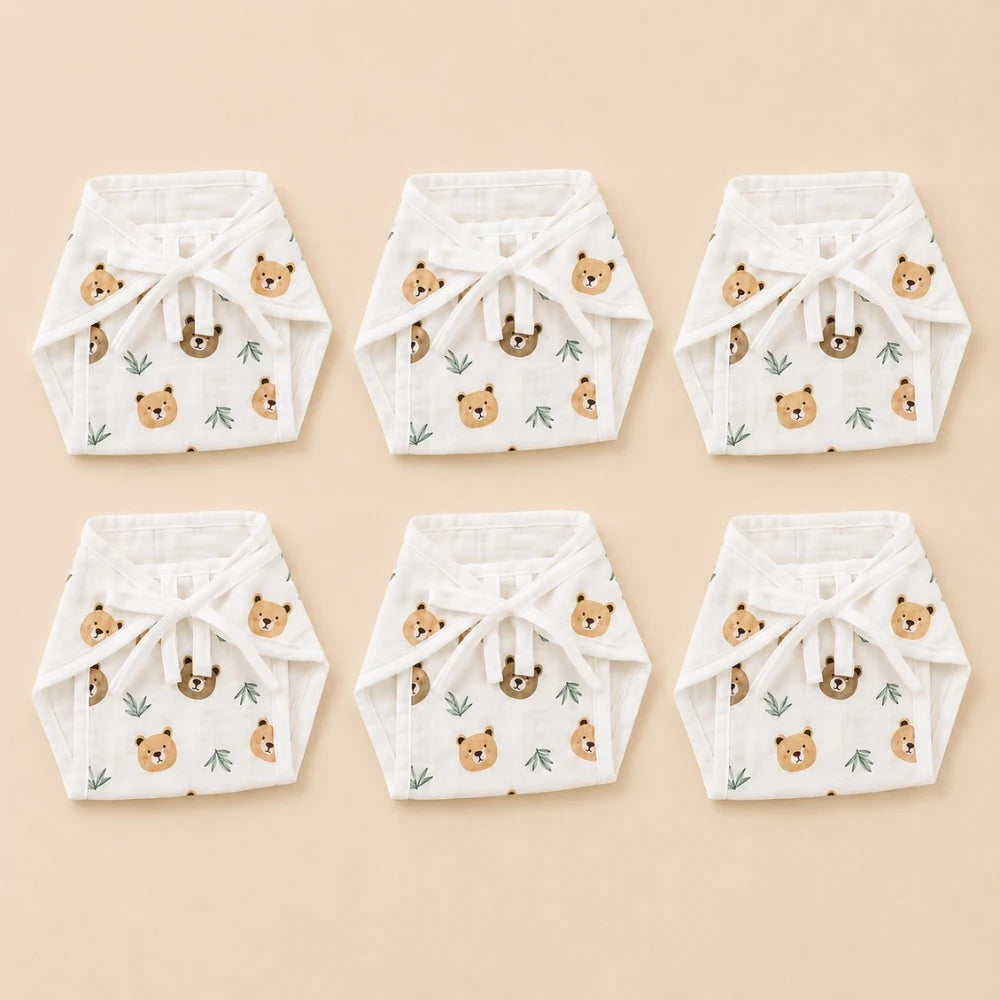 Maaiee pack of 6 soft and breathable muslin nappies