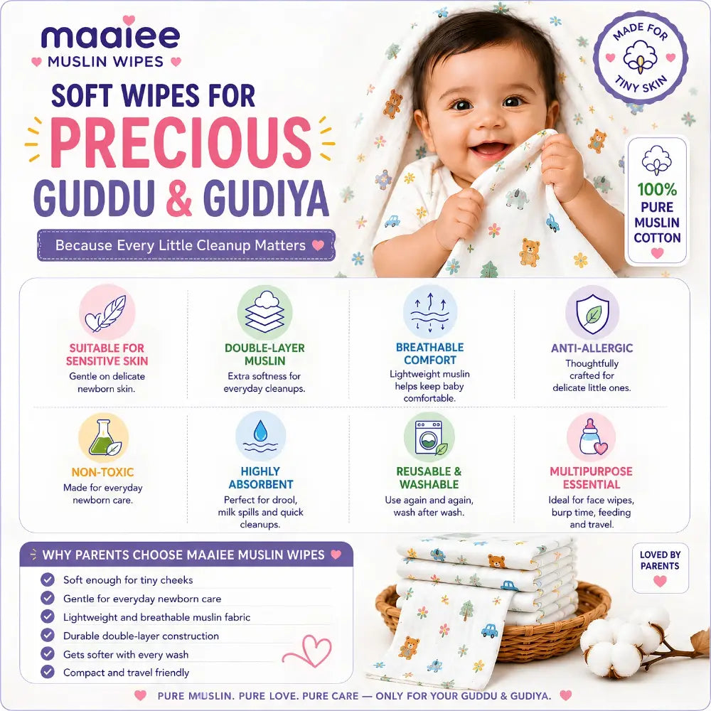 maaiee newborn muslin wipe made from pure muslin cotton seamless double soft layered
