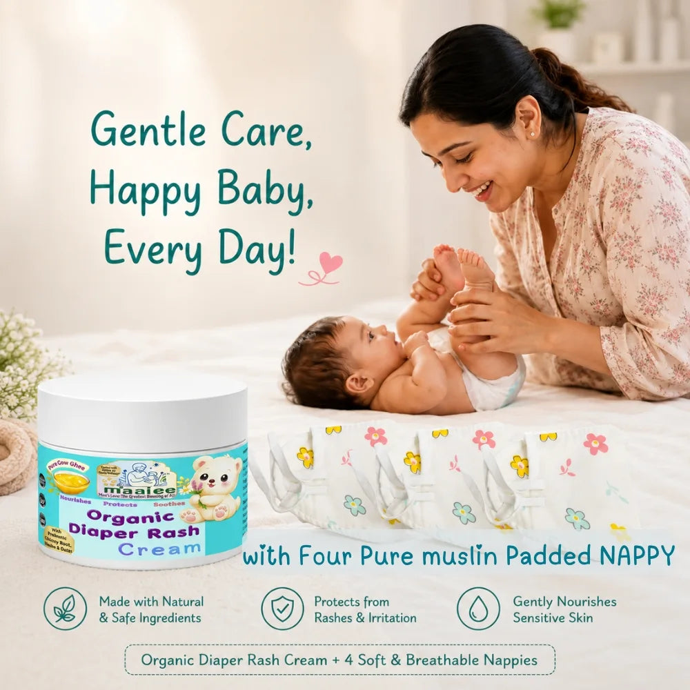 maaiee muslin nappies with ayurghrita diaper cream set