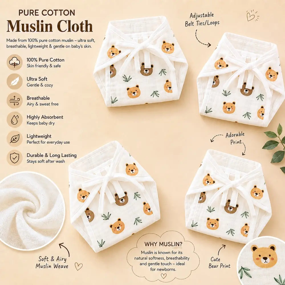 Pure cotton muslin nappies and diaper cream with cow ghee for newborn by maaiee