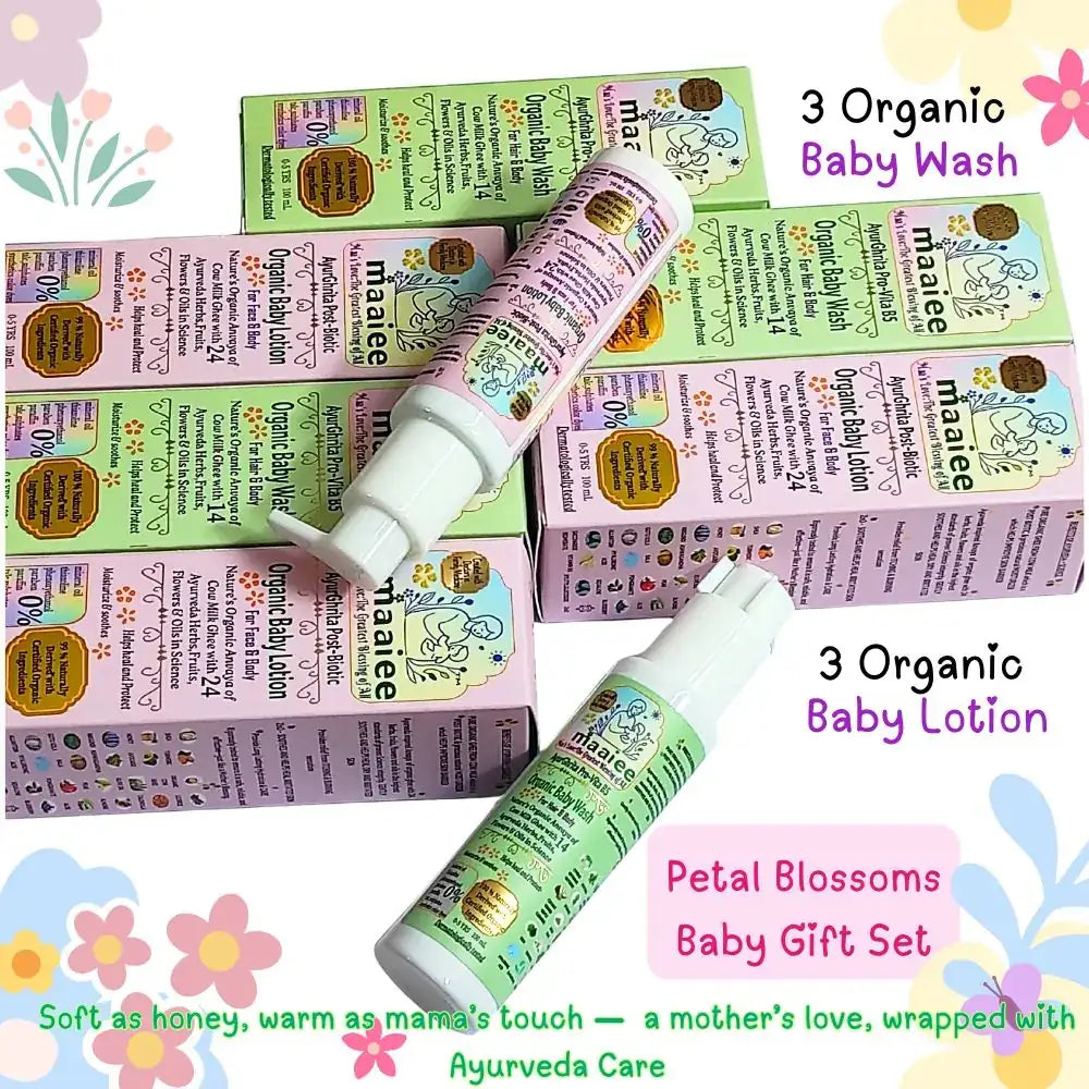 Maaiee organic baby lotion with pure cow ghee and 24 ayurvedic herbs for soft nourished skin