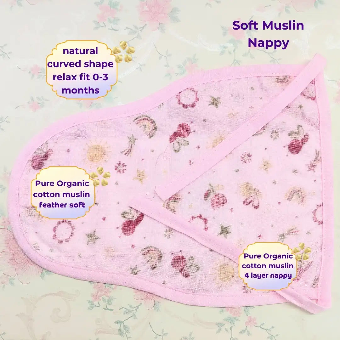 Maaiee four-layer organic muslin nappy designed for soft newborn comfort