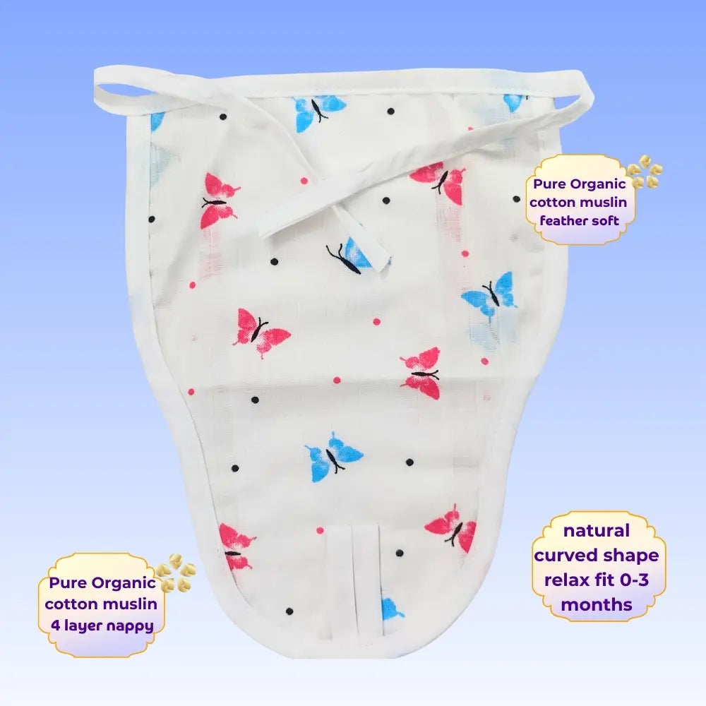 Maaiee organic muslin nappy with a soft four-layer absorbent design