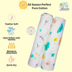 Maaiee organic muslin swaddle with all-season use and soft fabric features.