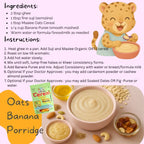Banana, fruit mix, suji halwa–style porridge using Maaiee organic sprouted oats cereal.