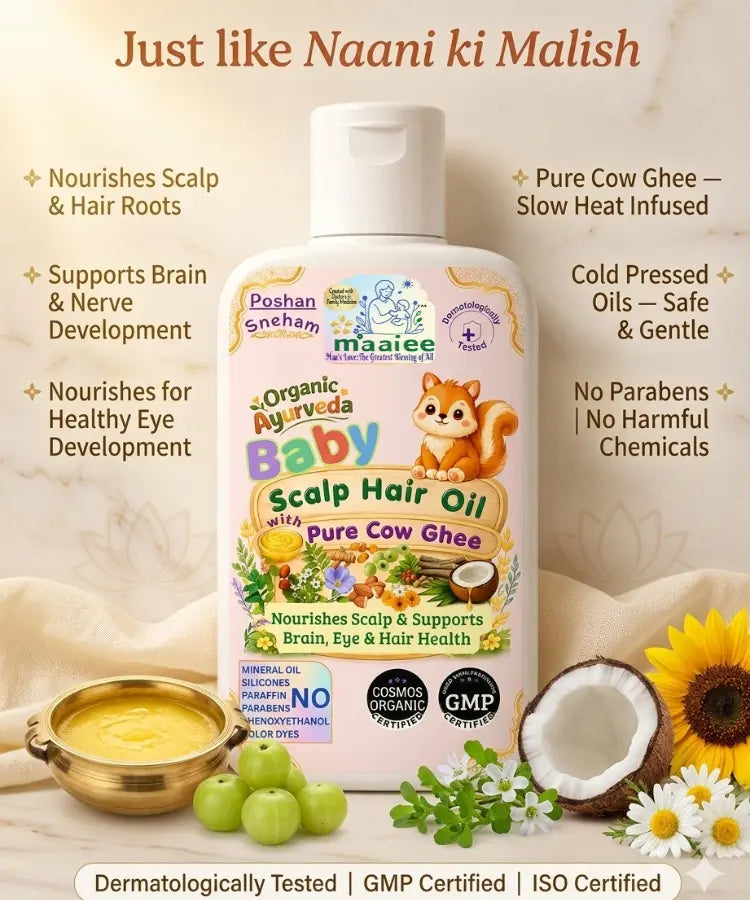 Maaiee Posha Sneham hair oil for baby scalp care