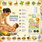 Maaiee Poshan Amrit cosmos organic certified baby massage oil for skin nourishment, calming massage rituals, softness and gentle newborn comfort