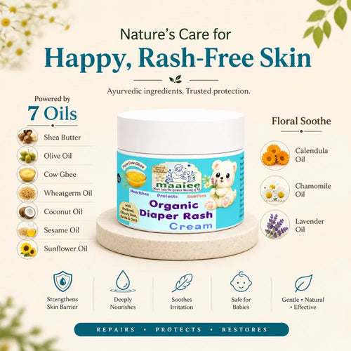 Maaiee Ayura Ghrita diaper cream with cow ghee, prebiotic support and soothing baby rash protection